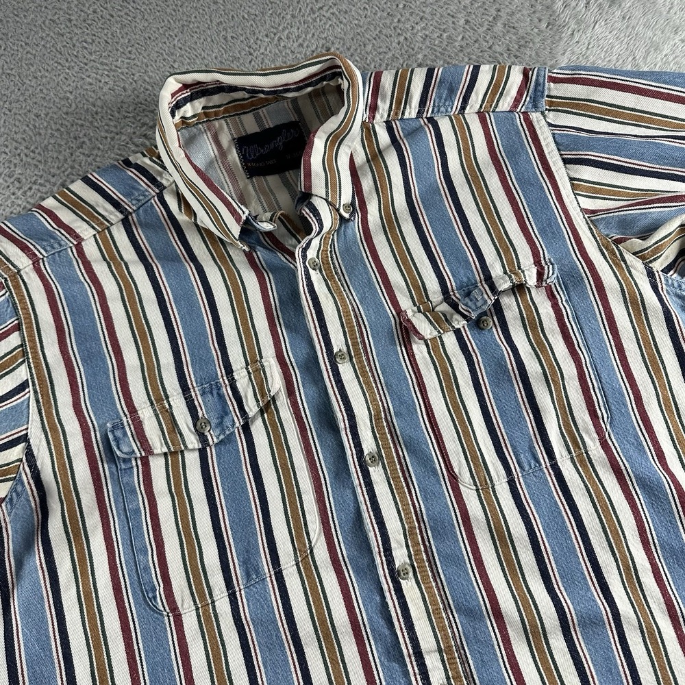 VINTAGE Wrangler X-Long Tails Shirt 17-35 Stripe‎ Multi Color Western Large